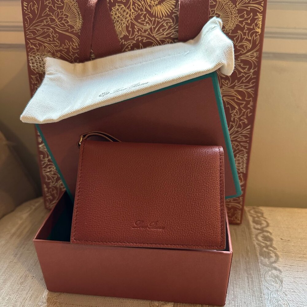 Loro Piana | Women's Extra Bifold Card Holder Grained Calfskin Deep Kummel Colo